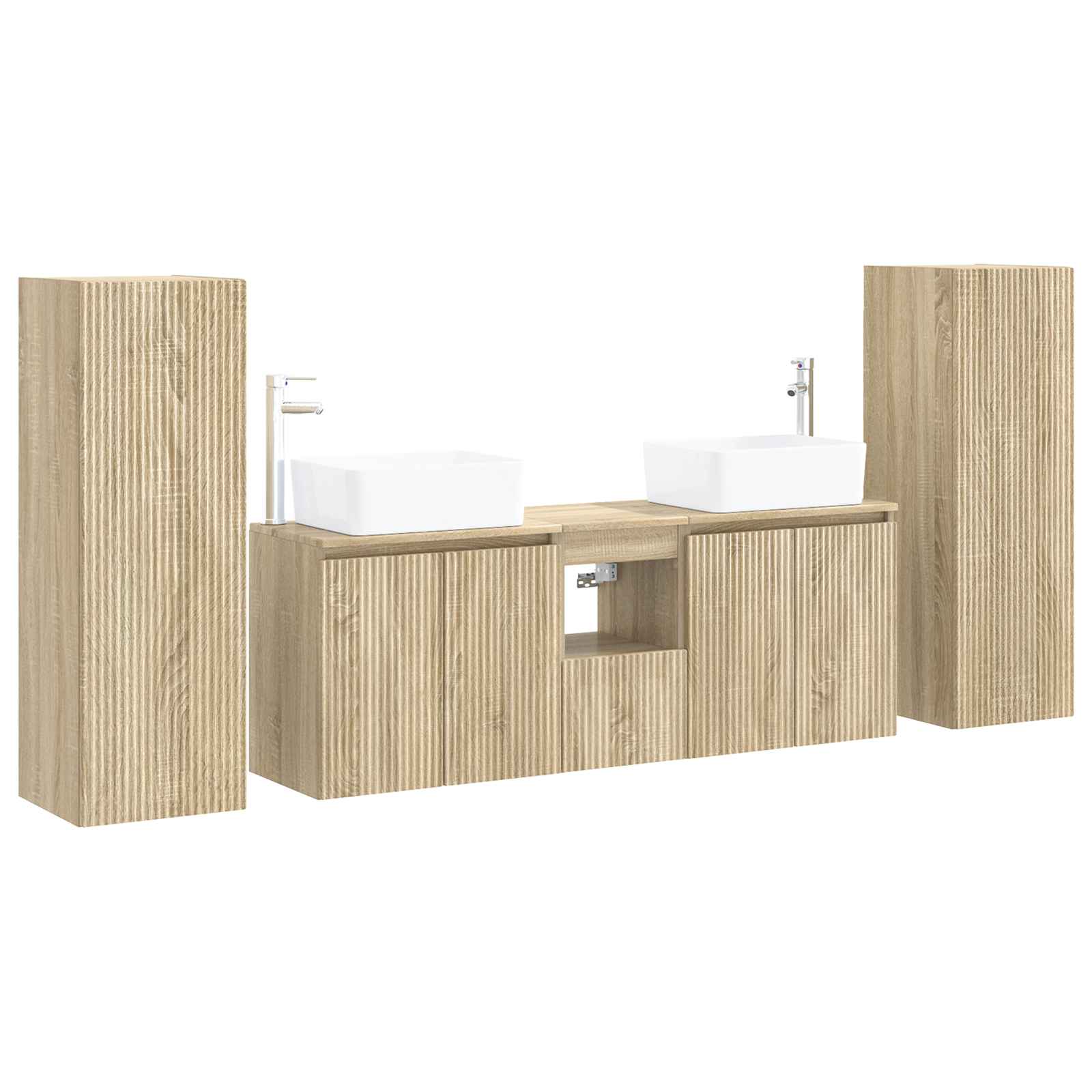 Σετ Επίπλων Μπάνιου 5 τμχ. Sonoma Δρυς 33 x 34,5 x 100 εκ - Pakobazaar
