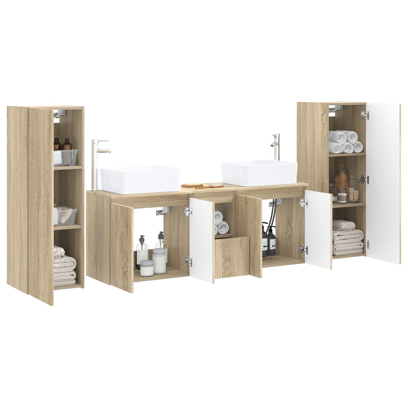 Σετ Επίπλων Μπάνιου 5 τμχ. Sonoma Δρυς 33 x 34,5 x 100 εκ - Pakobazaar