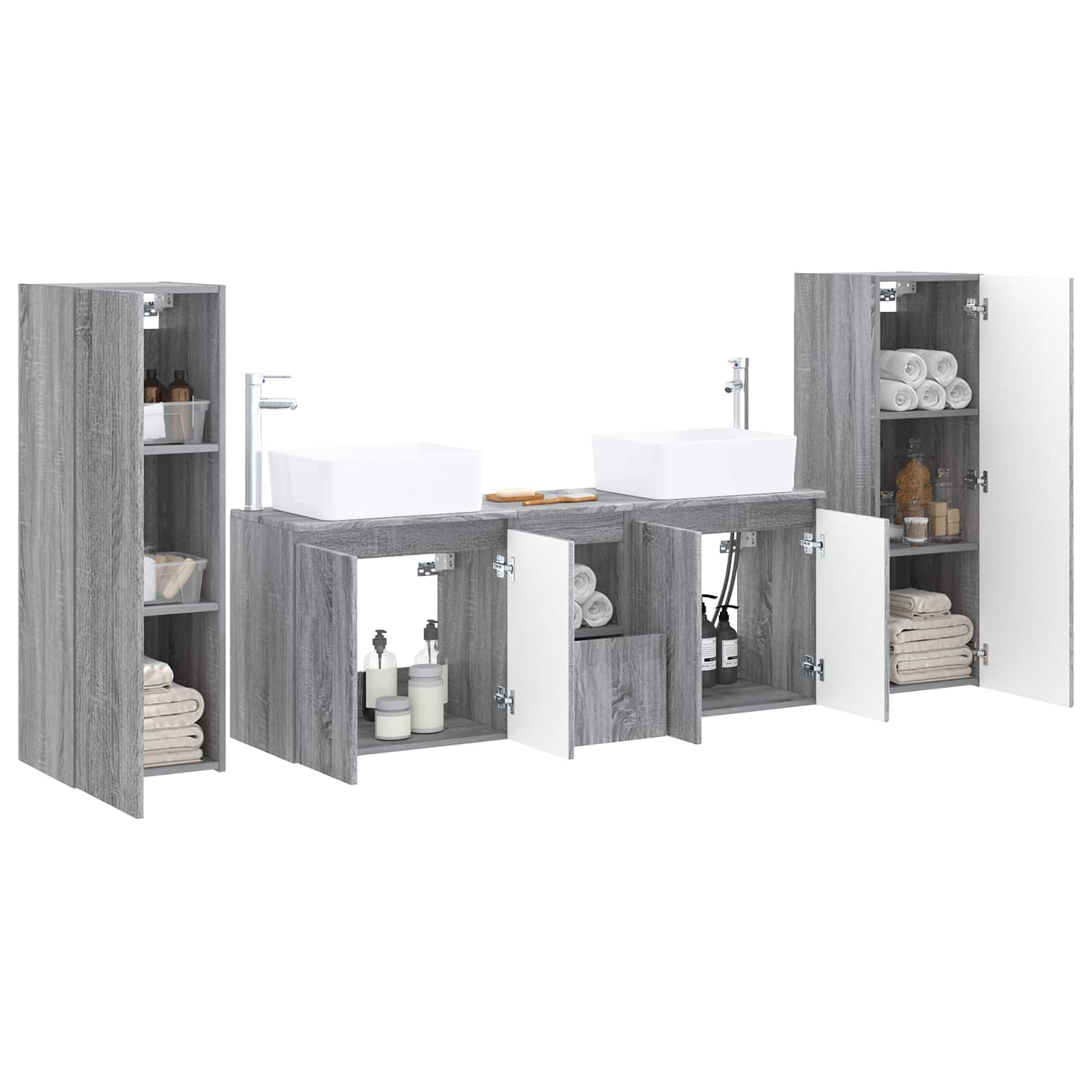 Σετ Επίπλων Μπάνιου 5 τμχ. Γκρι Sonoma 33 x 34,5 x 100 εκ - Pakobazaar