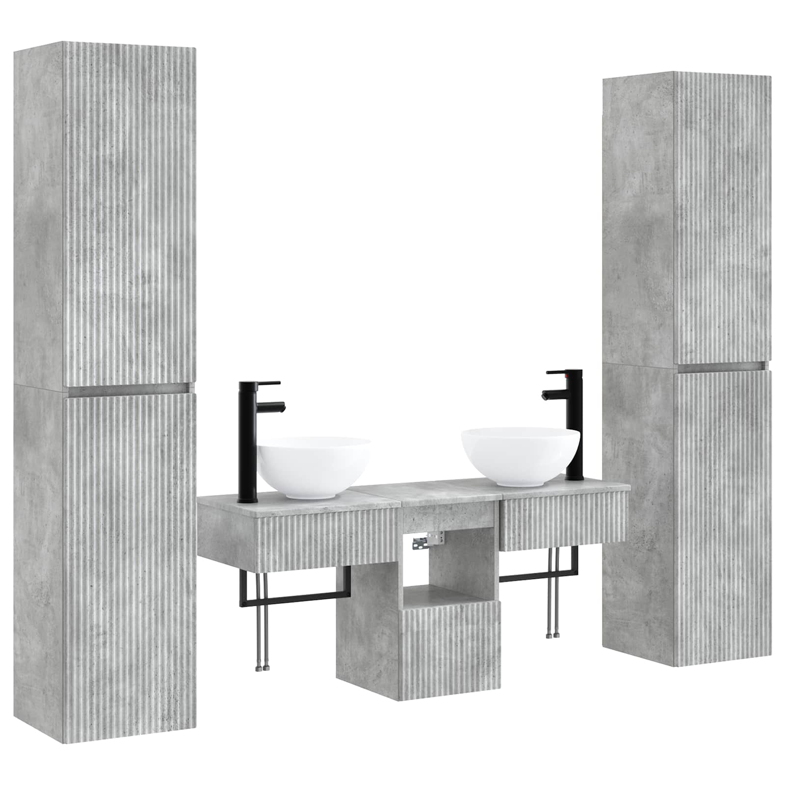 Σετ Επίπλων Μπάνιου 5 τμχ. Γκρι Σκυροδέματος 33 x 34,5 x 160 εκ - Pakobazaar