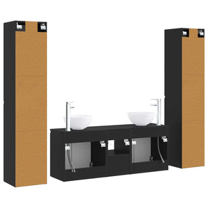 Σετ Επίπλων Μπάνιου 5 τμχ. Μαύρο 33 x 34,5 x 160 εκ - Pakobazaar
