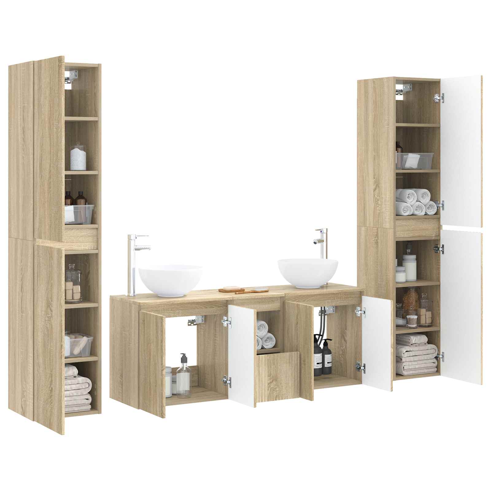 Σετ Επίπλων Μπάνιου 5 τμχ. Sonoma Δρυς 33 x 34,5 x 160 εκ - Pakobazaar