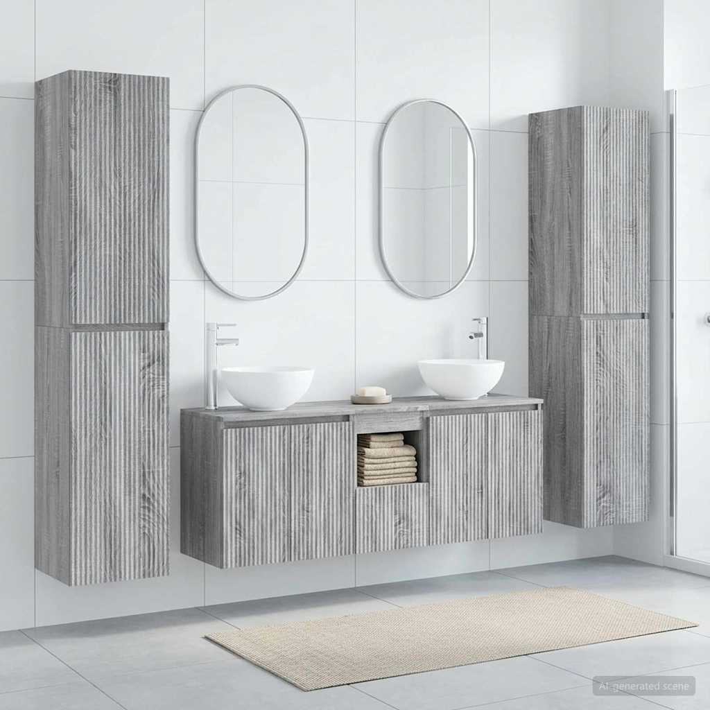 Σετ Επίπλων Μπάνιου 5 τμχ. Γκρι Sonoma 33 x 34,5 x 160 εκ - Pakobazaar