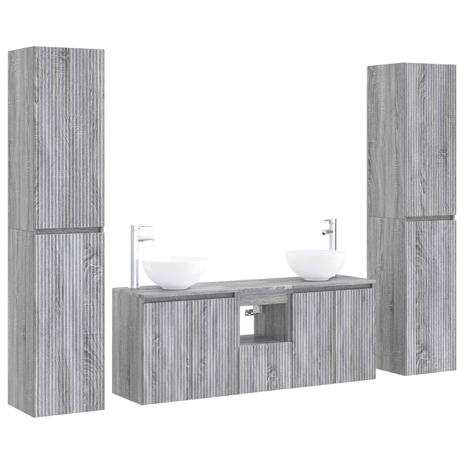 Σετ Επίπλων Μπάνιου 5 τμχ. Γκρι Sonoma 33 x 34,5 x 160 εκ - Pakobazaar