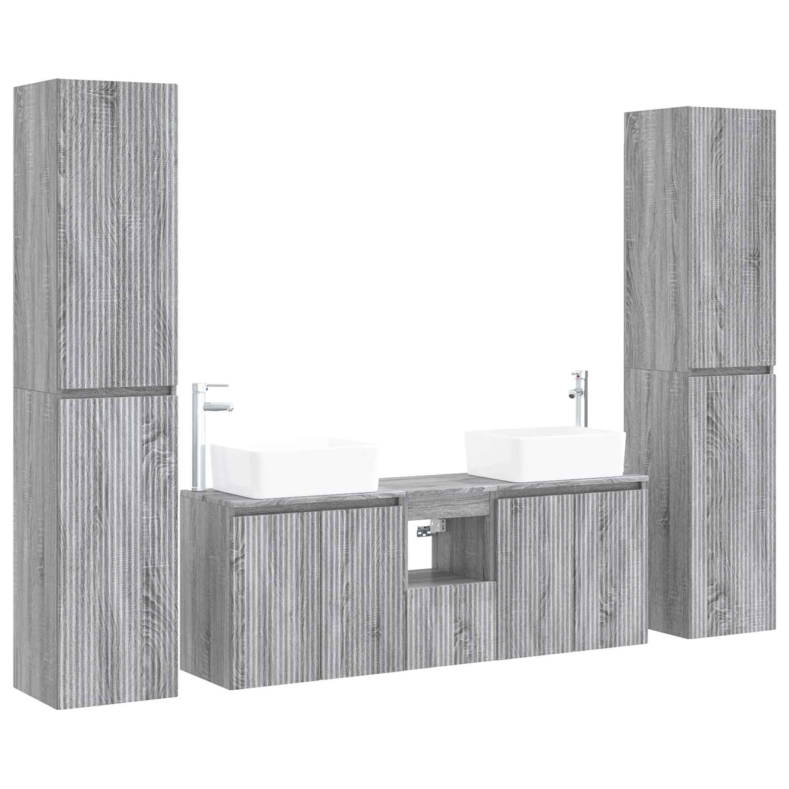Σετ Επίπλων Μπάνιου 5 τμχ. Γκρι Sonoma 33 x 34,5 x 160 εκ - Pakobazaar