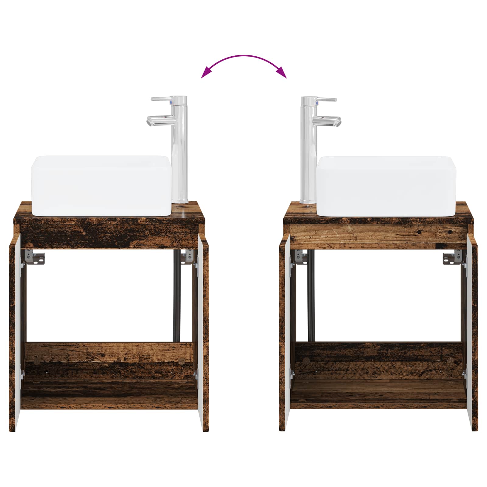 Σετ Επίπλων Μπάνιου 5 τμχ. Παλαιωμένο ξύλο 33 x 34,5 x 160 εκ - Pakobazaar