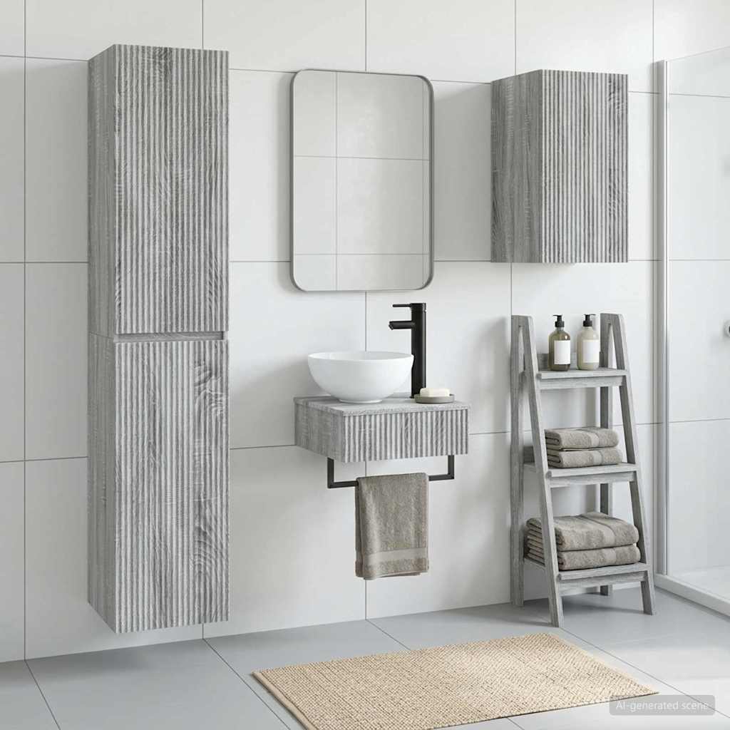 Σετ Επίπλων Μπάνιου 3 τμχ. Γκρι Sonoma 33 x 34,5 x 160 εκ - Pakobazaar