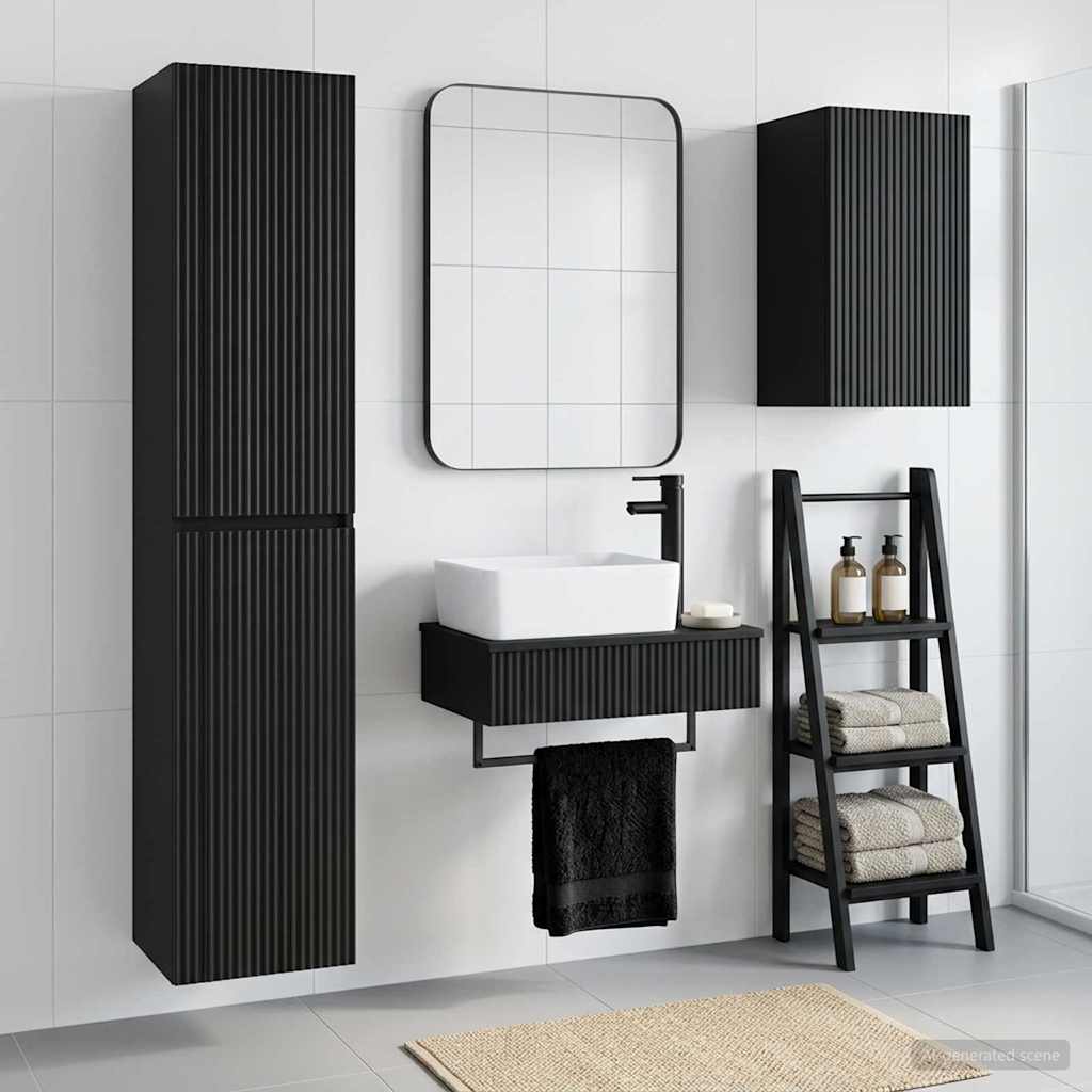 Σετ Επίπλων Μπάνιου 3 τμχ. Μαύρο 33 x 34,5 x 160 εκ - Pakobazaar