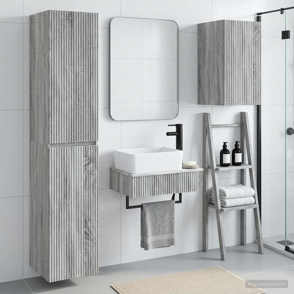 Σετ Επίπλων Μπάνιου 3 τμχ. Γκρι Sonoma 33 x 34,5 x 160 εκ