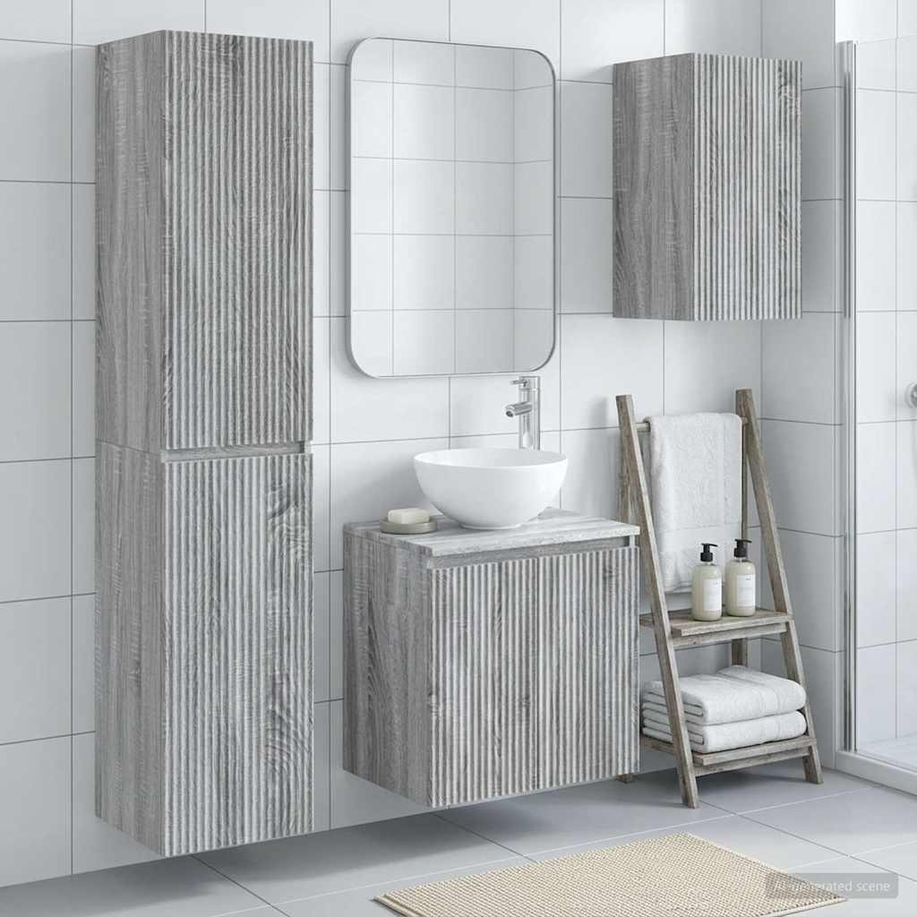 Σετ Επίπλων Μπάνιου 3 τμχ. Γκρι Sonoma 33 x 34,5 x 160 εκ - Pakobazaar