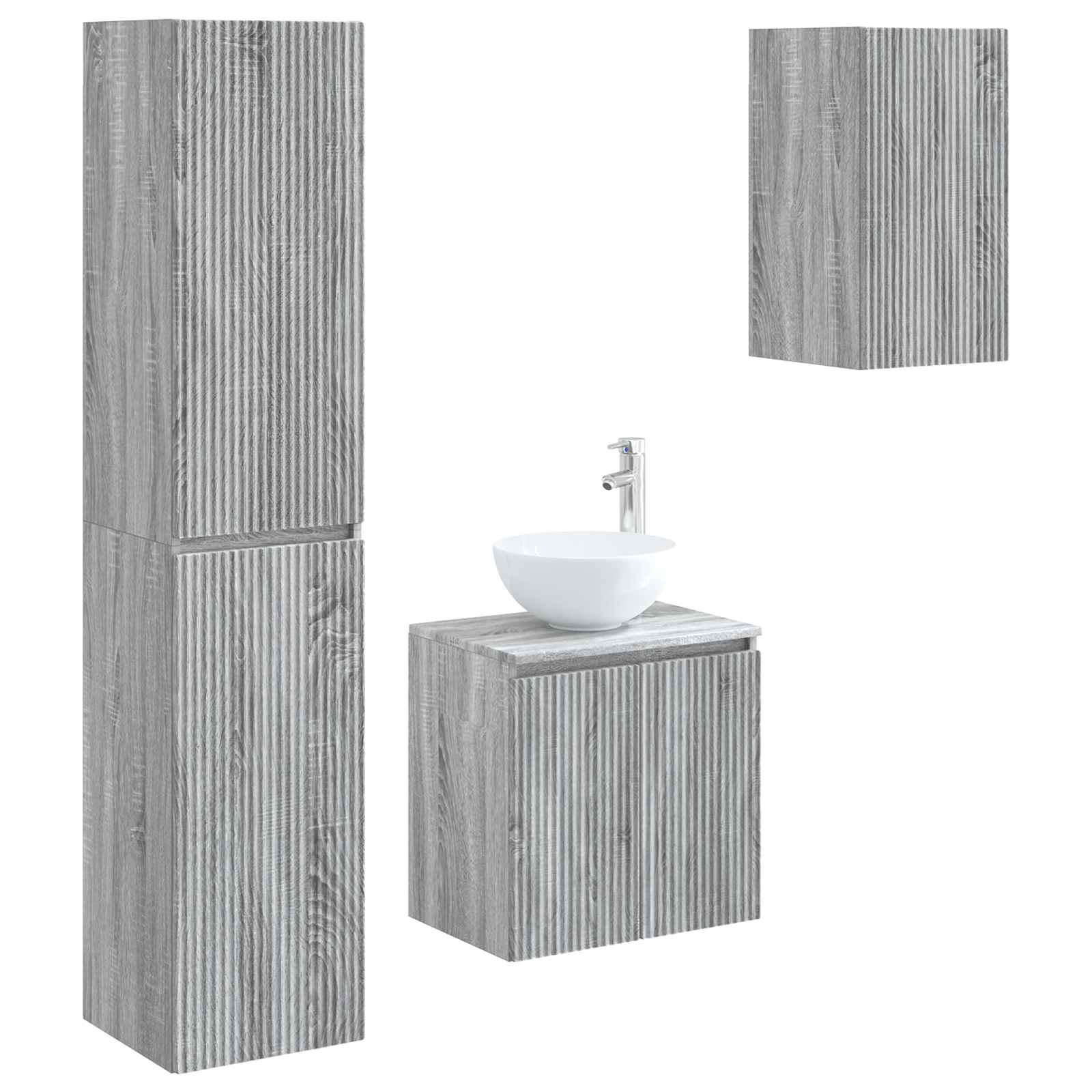 Σετ Επίπλων Μπάνιου 3 τμχ. Γκρι Sonoma 33 x 34,5 x 160 εκ - Pakobazaar