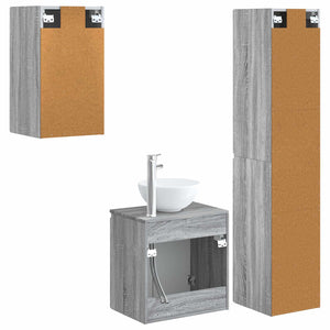 Σετ Επίπλων Μπάνιου 3 τμχ. Γκρι Sonoma 33 x 34,5 x 160 εκ - Pakobazaar