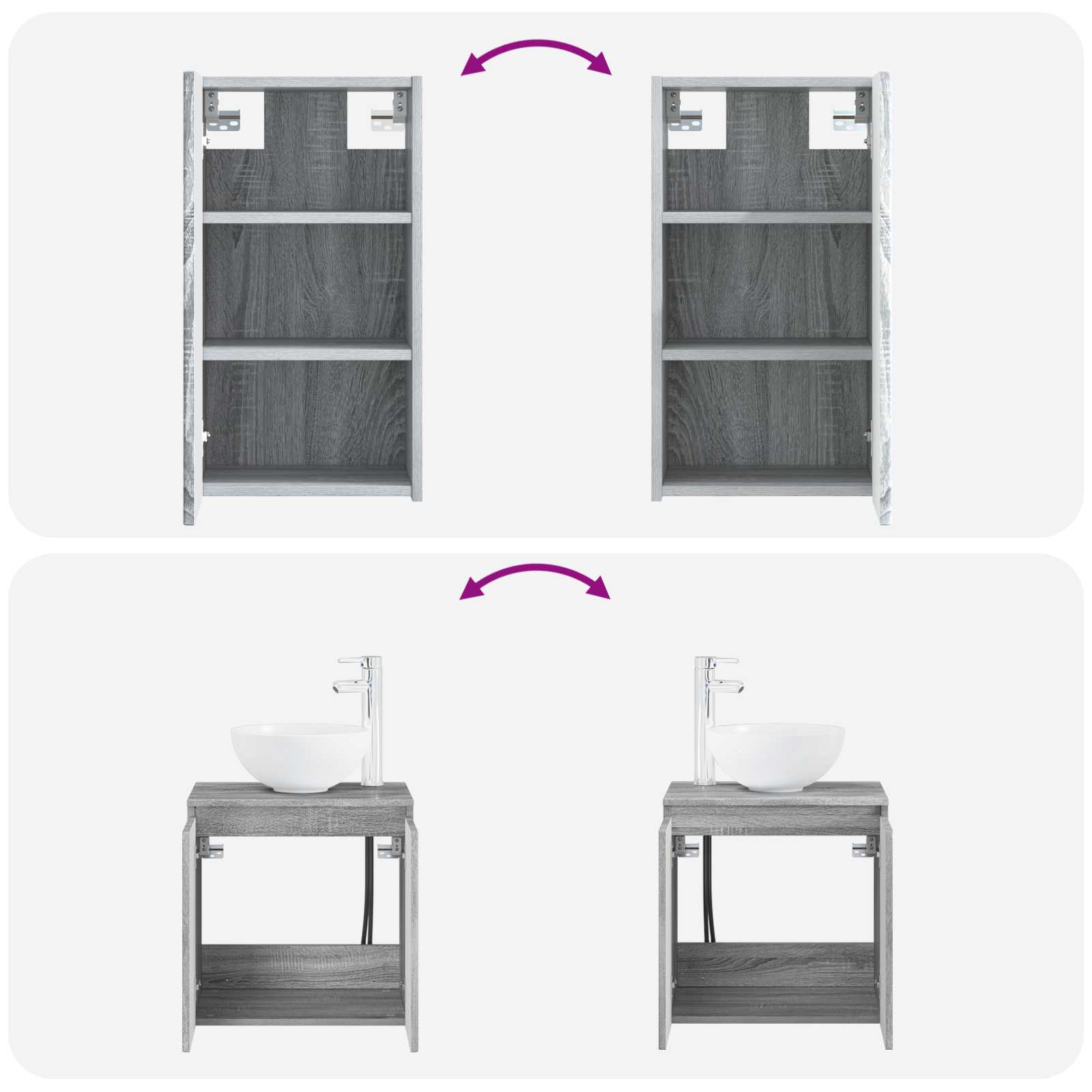 Σετ Επίπλων Μπάνιου 3 τμχ. Γκρι Sonoma 33 x 34,5 x 160 εκ - Pakobazaar