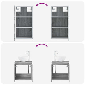 Σετ Επίπλων Μπάνιου 3 τμχ. Γκρι Sonoma 33 x 34,5 x 160 εκ - Pakobazaar