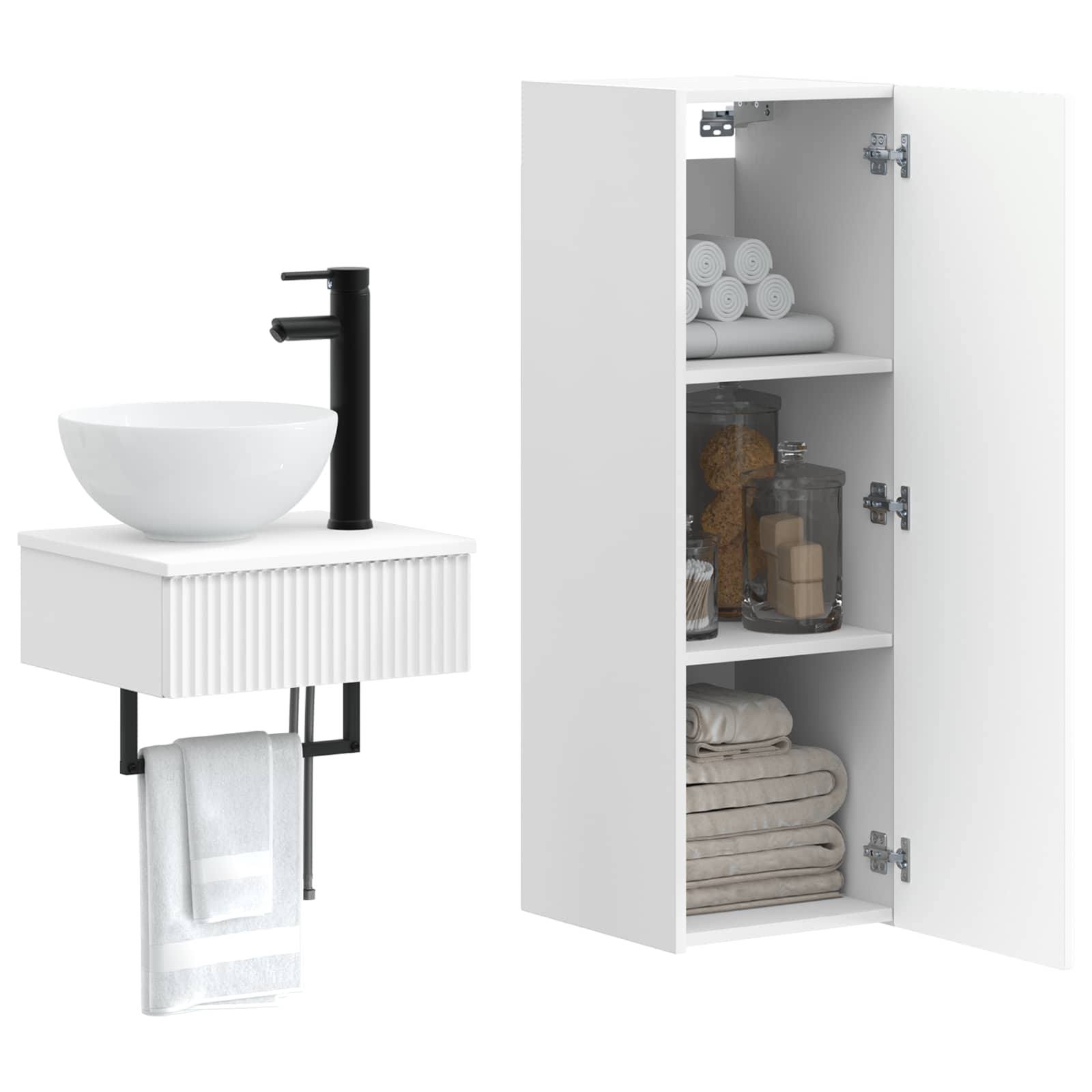 Σετ Επίπλων Μπάνιου 2 τμχ. Λευκό 33 x 34,5 x 100 εκ - Pakobazaar