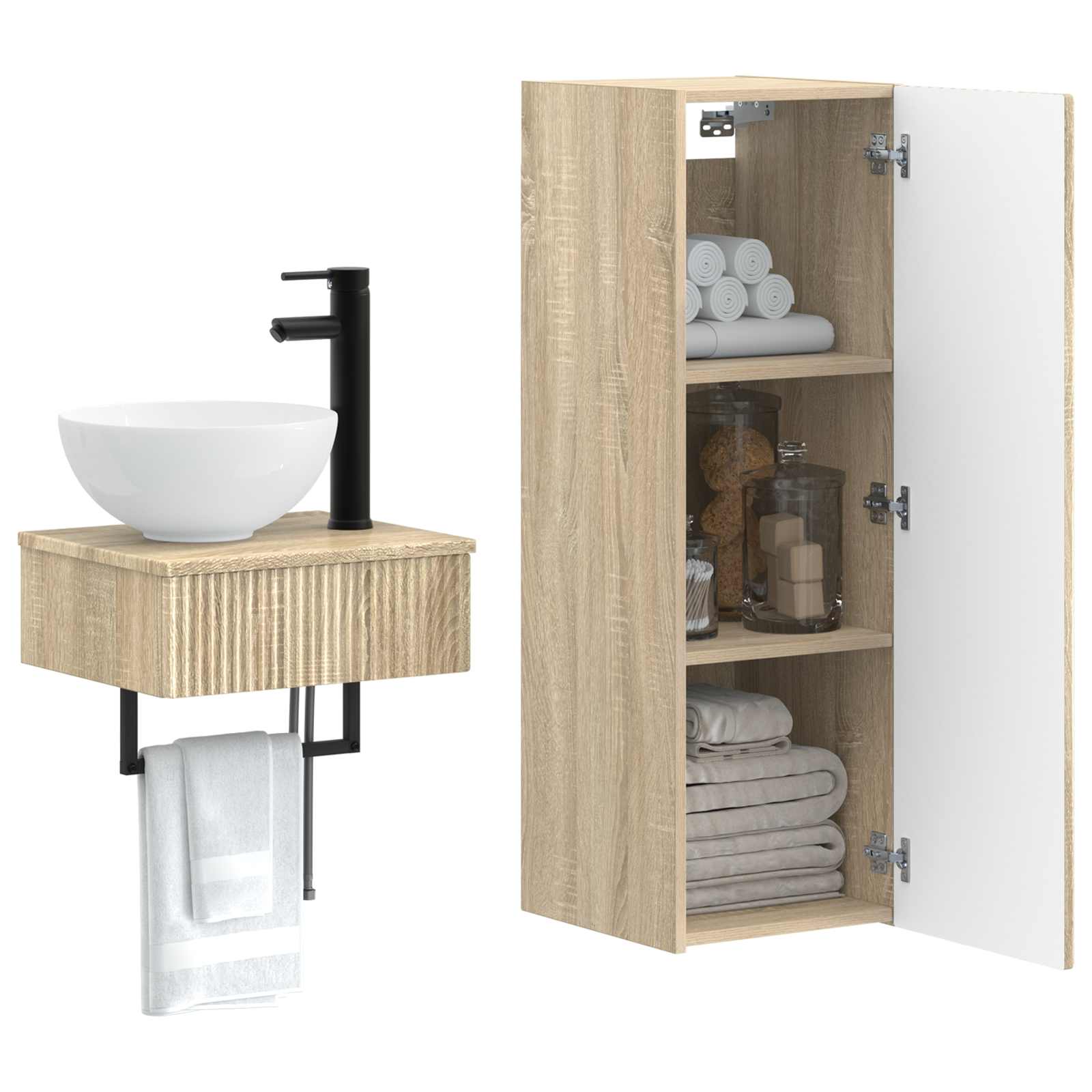 Σετ Επίπλων Μπάνιου 2 τμχ. Sonoma Δρυς 33 x 34,5 x 100 εκ - Pakobazaar