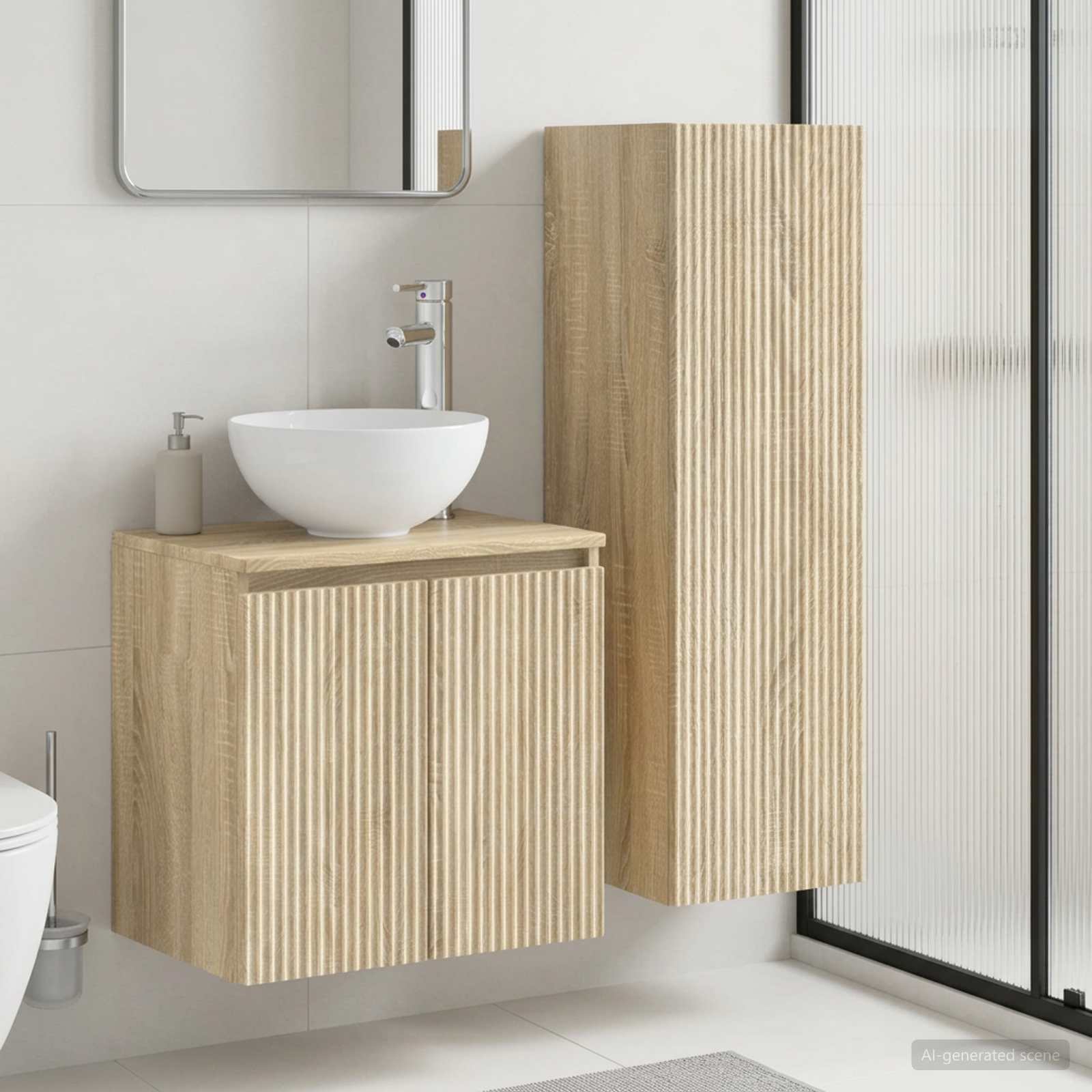 Σετ Επίπλων Μπάνιου 2 τμχ. Sonoma Δρυς 33 x 34,5 x 100 εκ - Pakobazaar