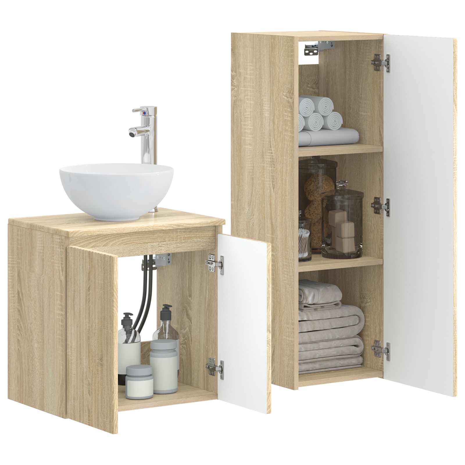 Σετ Επίπλων Μπάνιου 2 τμχ. Sonoma Δρυς 33 x 34,5 x 100 εκ - Pakobazaar