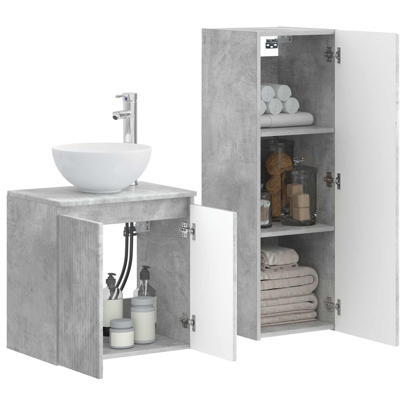 Σετ Επίπλων Μπάνιου 2 τμχ. Γκρι Σκυροδέματος 33 x 34,5 x 100 εκ - Pakobazaar
