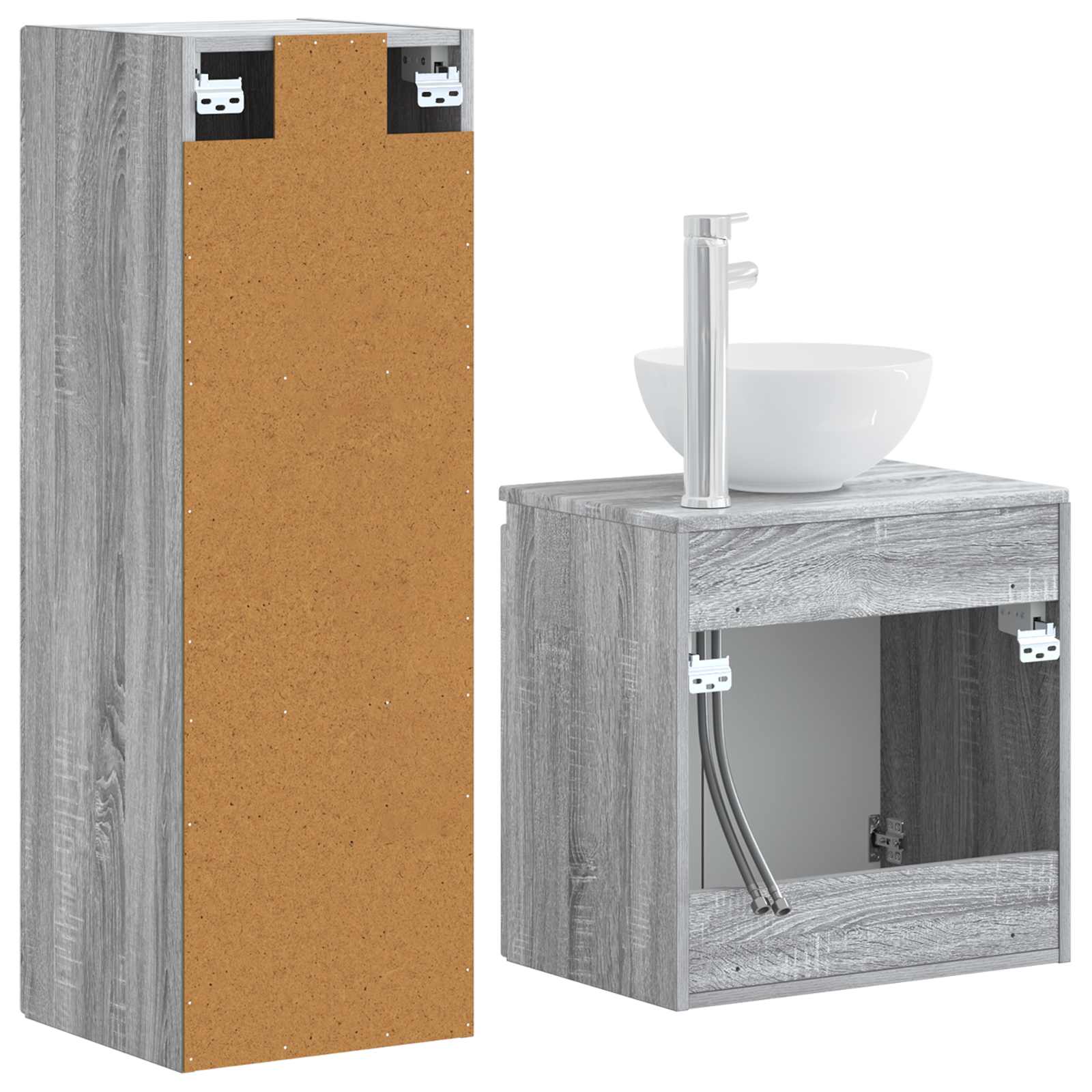 Σετ Επίπλων Μπάνιου 2 τμχ. Γκρι Sonoma 33 x 34,5 x 100 εκ - Pakobazaar