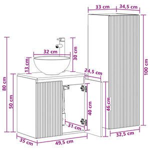 Σετ Επίπλων Μπάνιου 2 τμχ. Γκρι Sonoma 33 x 34,5 x 100 εκ - Pakobazaar