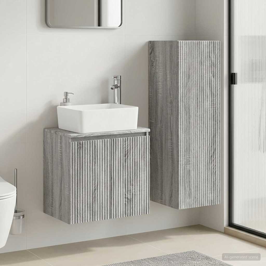 Σετ Επίπλων Μπάνιου 2 τμχ. Γκρι Sonoma 33 x 34,5 x 100 εκ - Pakobazaar