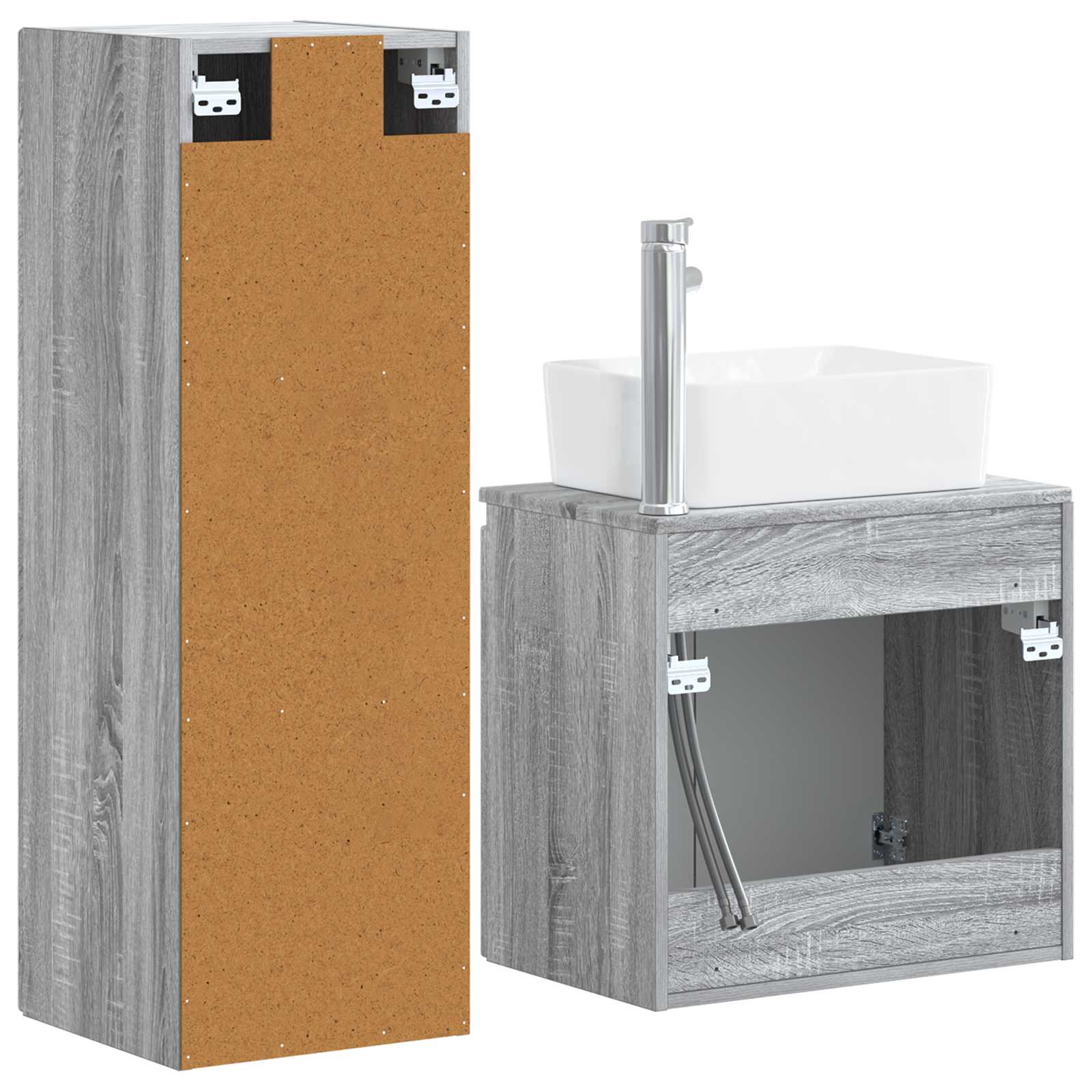 Σετ Επίπλων Μπάνιου 2 τμχ. Γκρι Sonoma 33 x 34,5 x 100 εκ - Pakobazaar