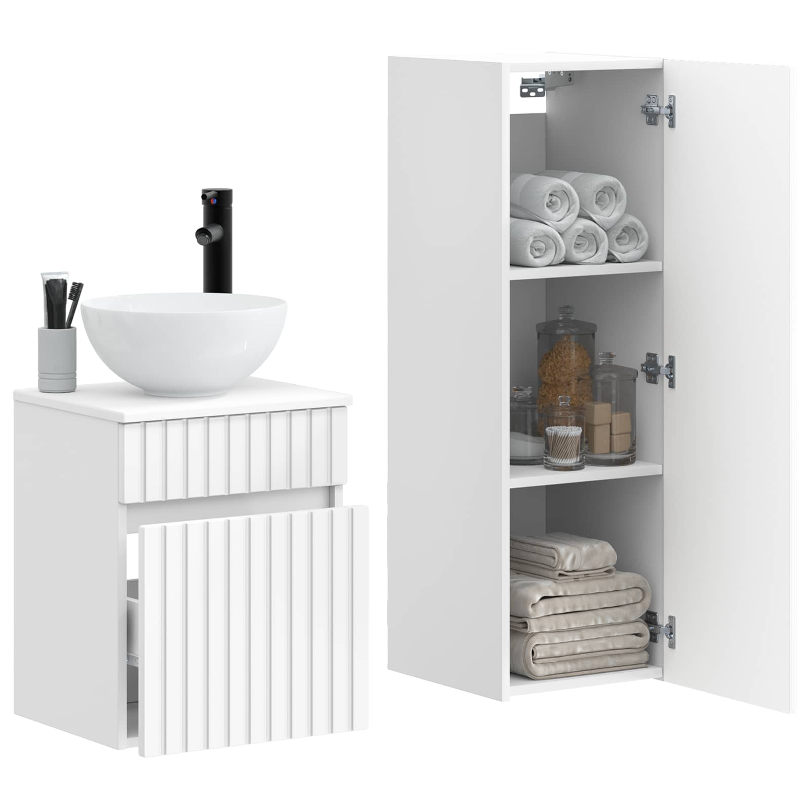 Σετ Επίπλων Μπάνιου 2 τμχ. Λευκό 33 x 34,5 x 100 εκ - Pakobazaar
