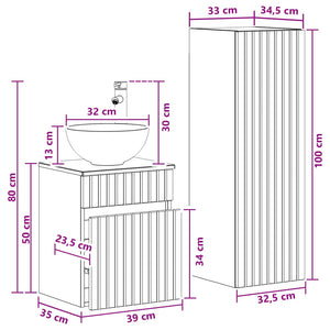 Σετ Επίπλων Μπάνιου 2 τμχ. Λευκό 33 x 34,5 x 100 εκ - Pakobazaar