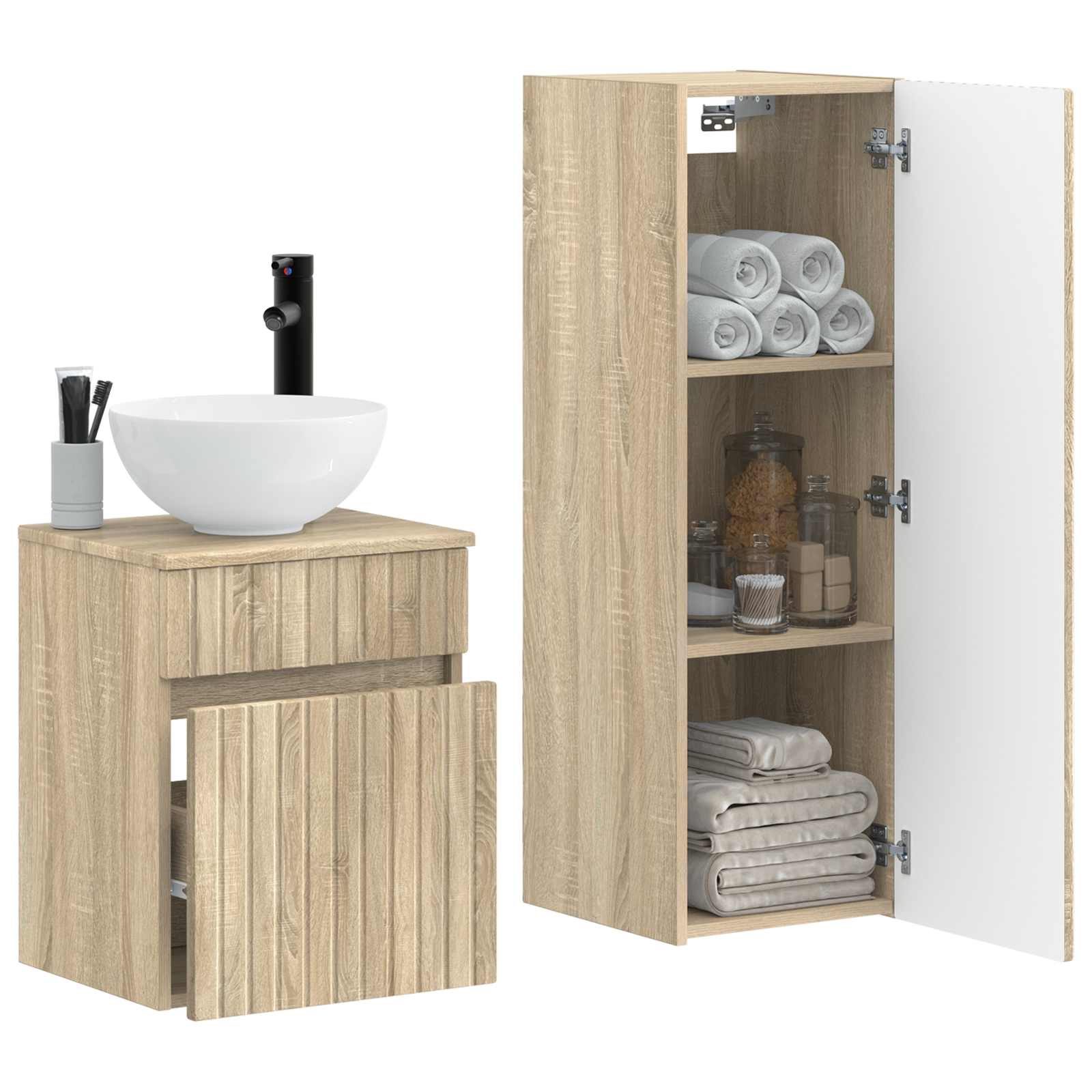 Σετ Επίπλων Μπάνιου 2 τμχ. Sonoma Δρυς 33 x 34,5 x 100 εκ - Pakobazaar