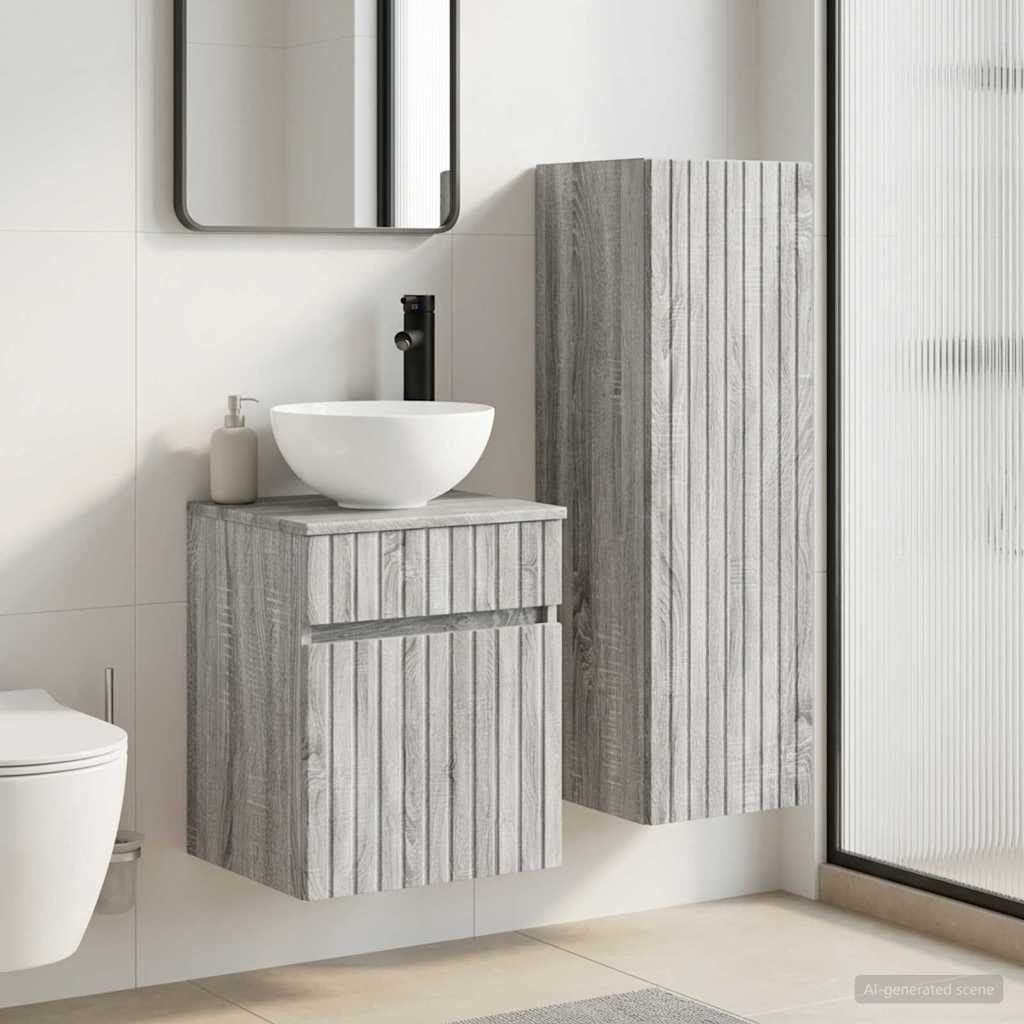 Σετ Επίπλων Μπάνιου 2 τμχ. Γκρι Sonoma 33 x 34,5 x 100 εκ - Pakobazaar