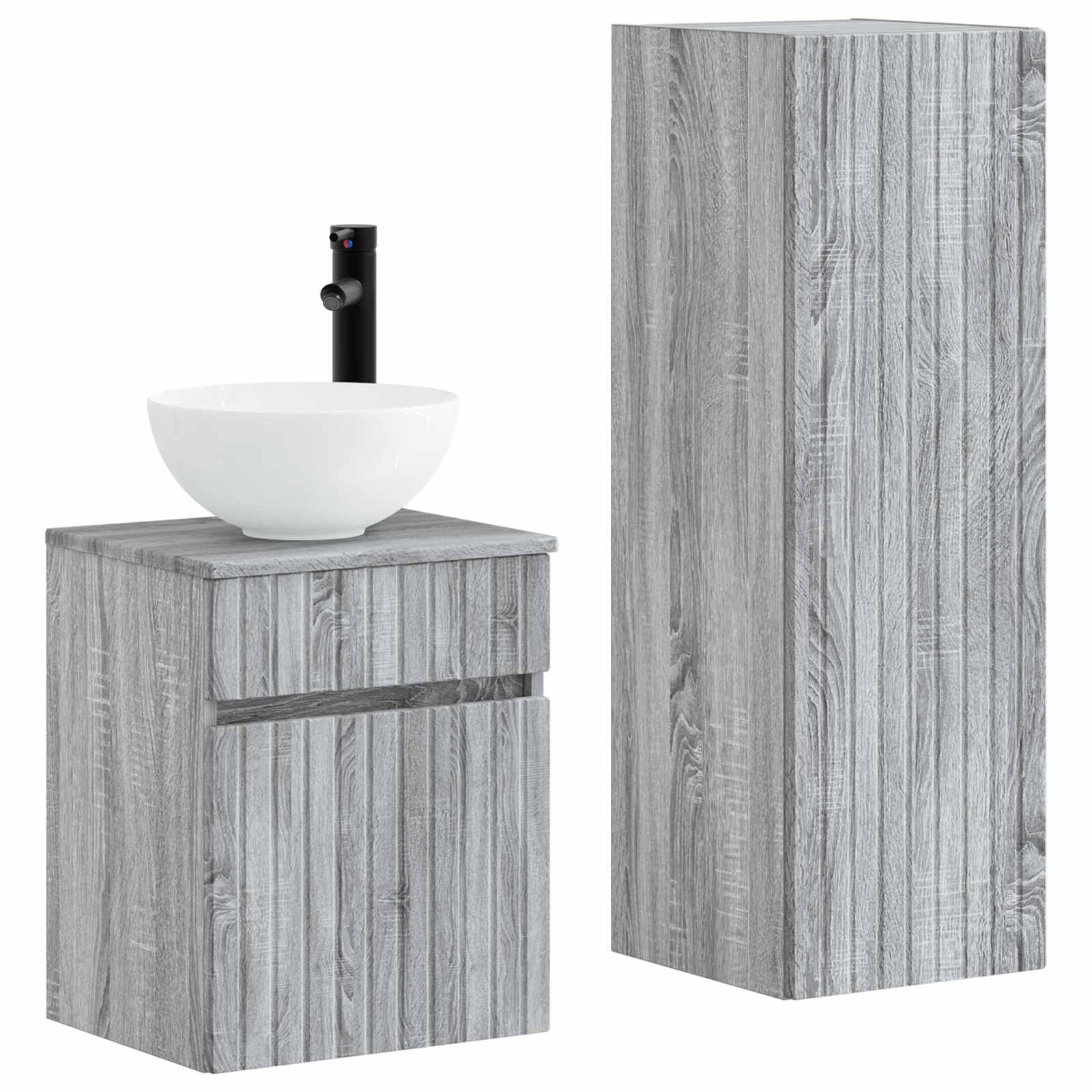 Σετ Επίπλων Μπάνιου 2 τμχ. Γκρι Sonoma 33 x 34,5 x 100 εκ - Pakobazaar