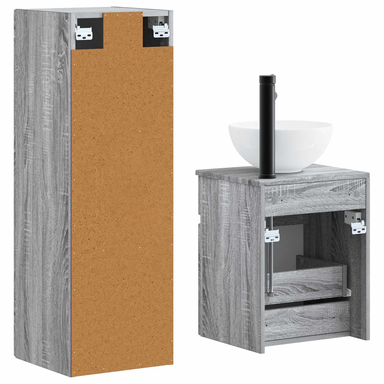 Σετ Επίπλων Μπάνιου 2 τμχ. Γκρι Sonoma 33 x 34,5 x 100 εκ - Pakobazaar
