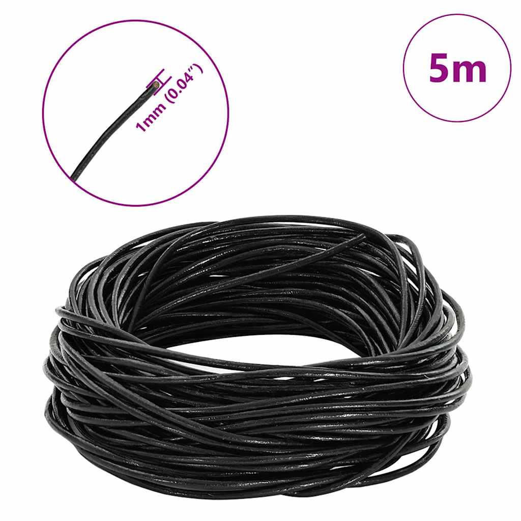 Δερμάτινο σχοινί Μαύρο Ø1 χιλ. x 5 μ. Δέρμα