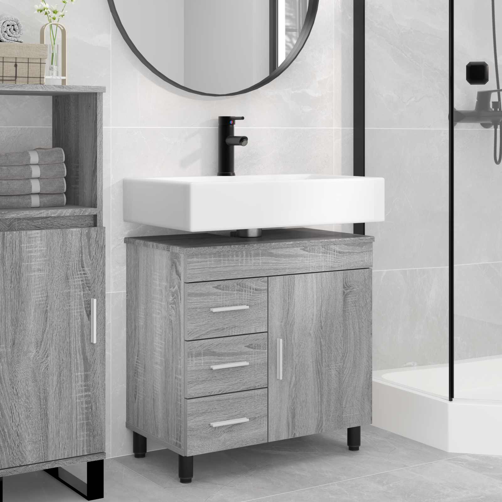 Έπιπλο μπάνιου Γκρι Sonoma 60 x 35 x 60 εκ. Επεξεργασμένο Ξύλο - Pakobazaar