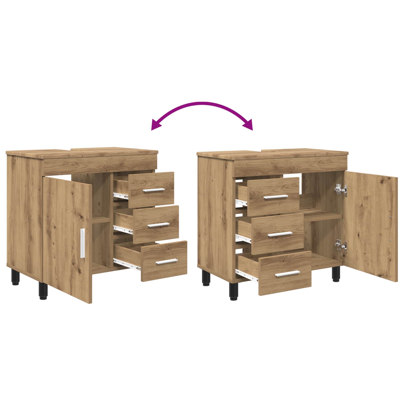 Έπιπλο μπάνιου Artisan Δρυς 60 x 35 x 60 εκ. Επεξεργασμένο Ξύλο - Pakobazaar