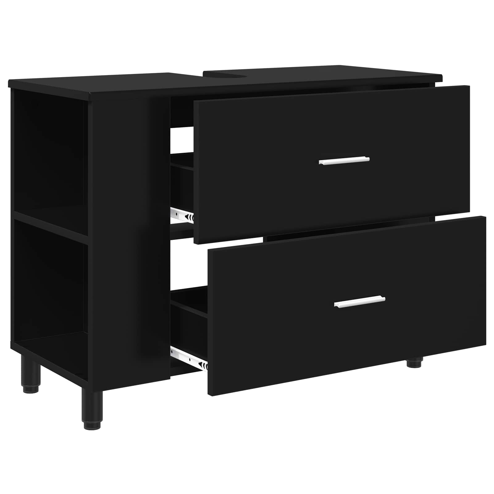 Έπιπλο μπάνιου Μαύρο 80 x 35 x 60 cm Επεξεργασμένο Ξύλο - Pakobazaar