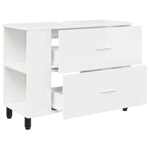 Έπιπλο μπάνιου Γυαλιστερό Λευκό 80 x 35 x 60 cm - Pakobazaar