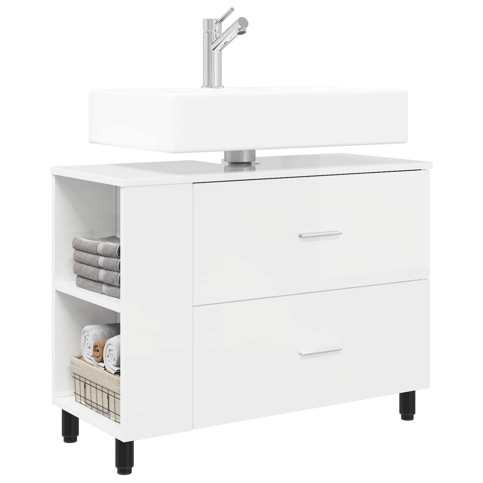 Έπιπλο μπάνιου Γυαλιστερό Λευκό 80 x 35 x 60 cm - Pakobazaar