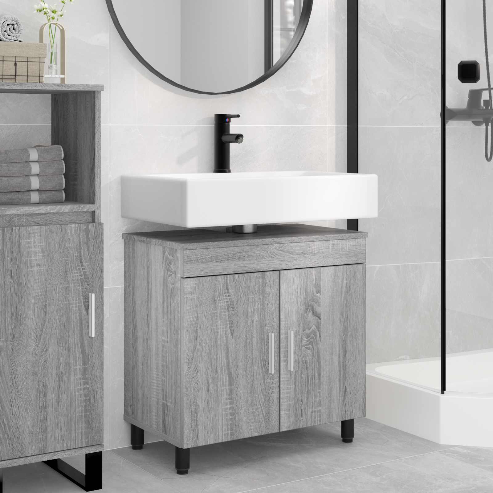 Έπιπλο μπάνιου Γκρι Sonoma 60 x 35 x 60 εκ. Επεξεργασμένο Ξύλο - Pakobazaar