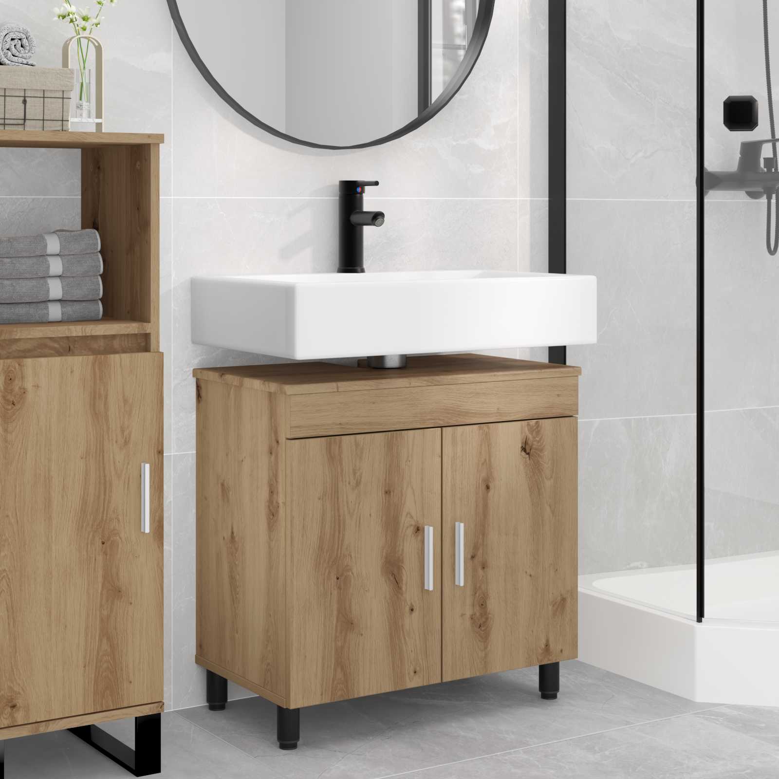Έπιπλο μπάνιου Artisan Δρυς 60 x 35 x 60 εκ. Επεξεργασμένο Ξύλο - Pakobazaar
