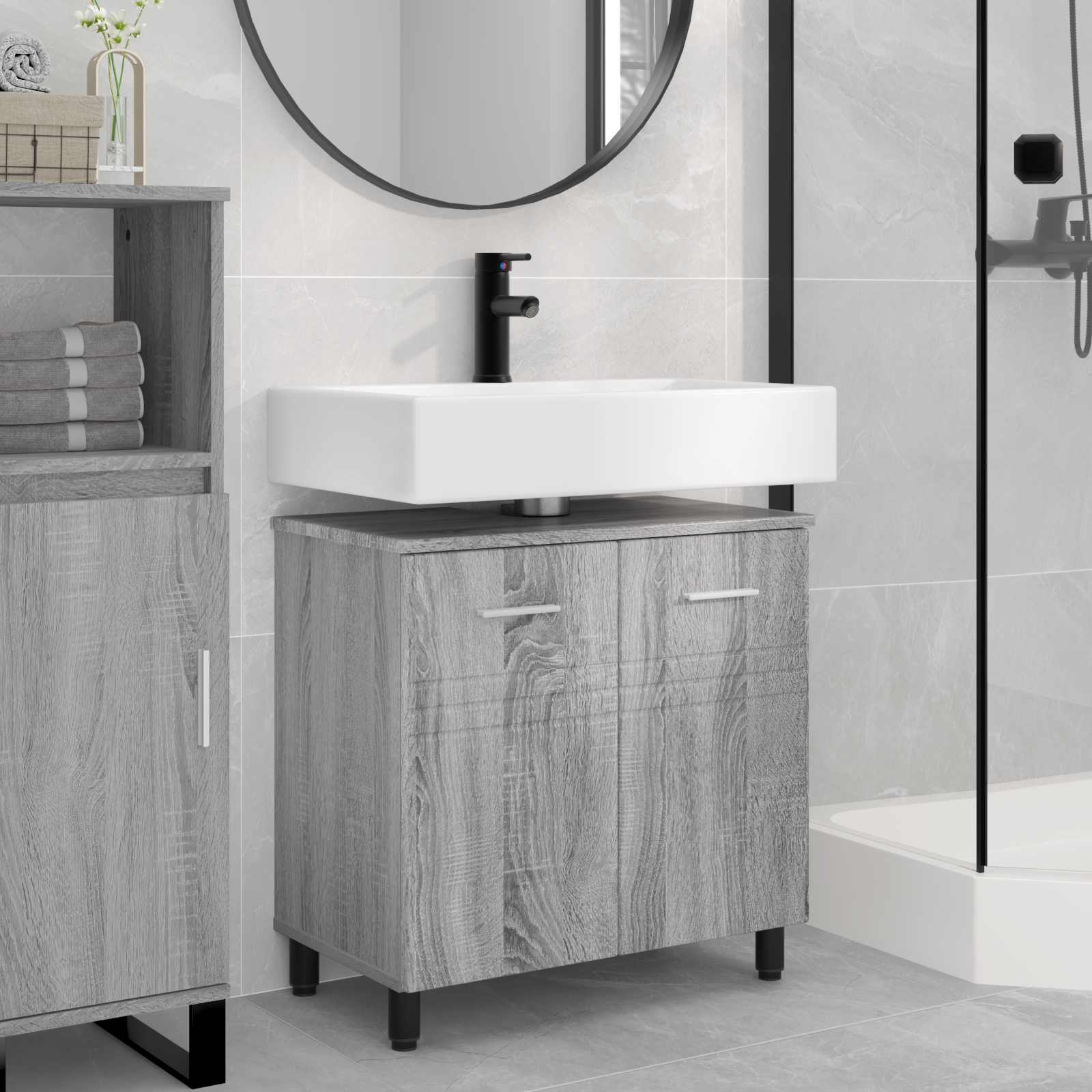 Έπιπλο μπάνιου Γκρι Sonoma 60 x 35 x 60 εκ. Επεξεργασμένο Ξύλο - Pakobazaar