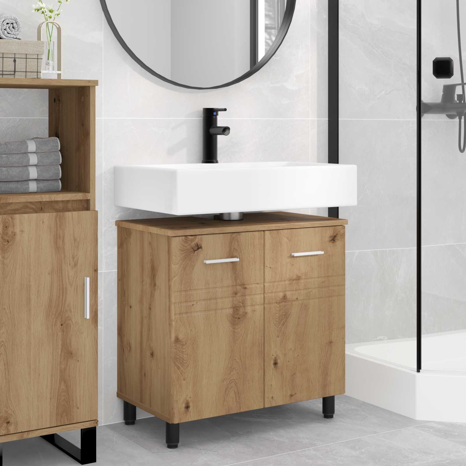 Έπιπλο μπάνιου Artisan Δρυς 60 x 35 x 60 εκ. Επεξεργασμένο Ξύλο - Pakobazaar