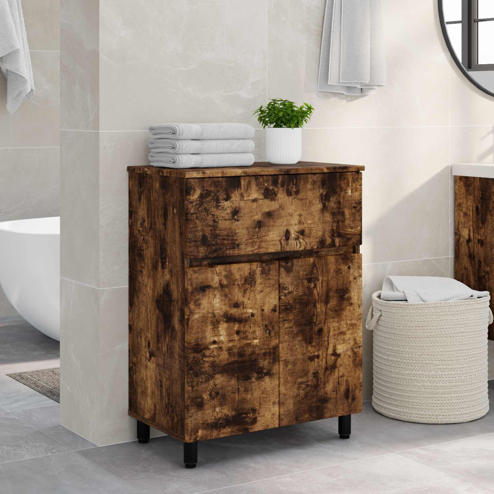 Έπιπλο μπάνιου Καπνισμένο Ξύλο Δρυός 60 x 35 x 80 εκ - Pakobazaar