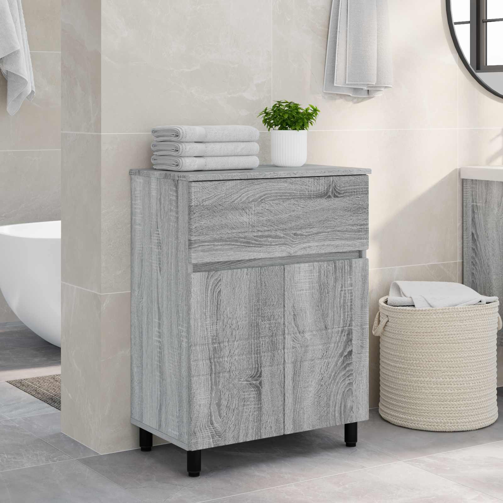 Έπιπλο μπάνιου Γκρι Sonoma 60 x 35 x 80 εκ Επεξεργασμένο Ξύλο - Pakobazaar