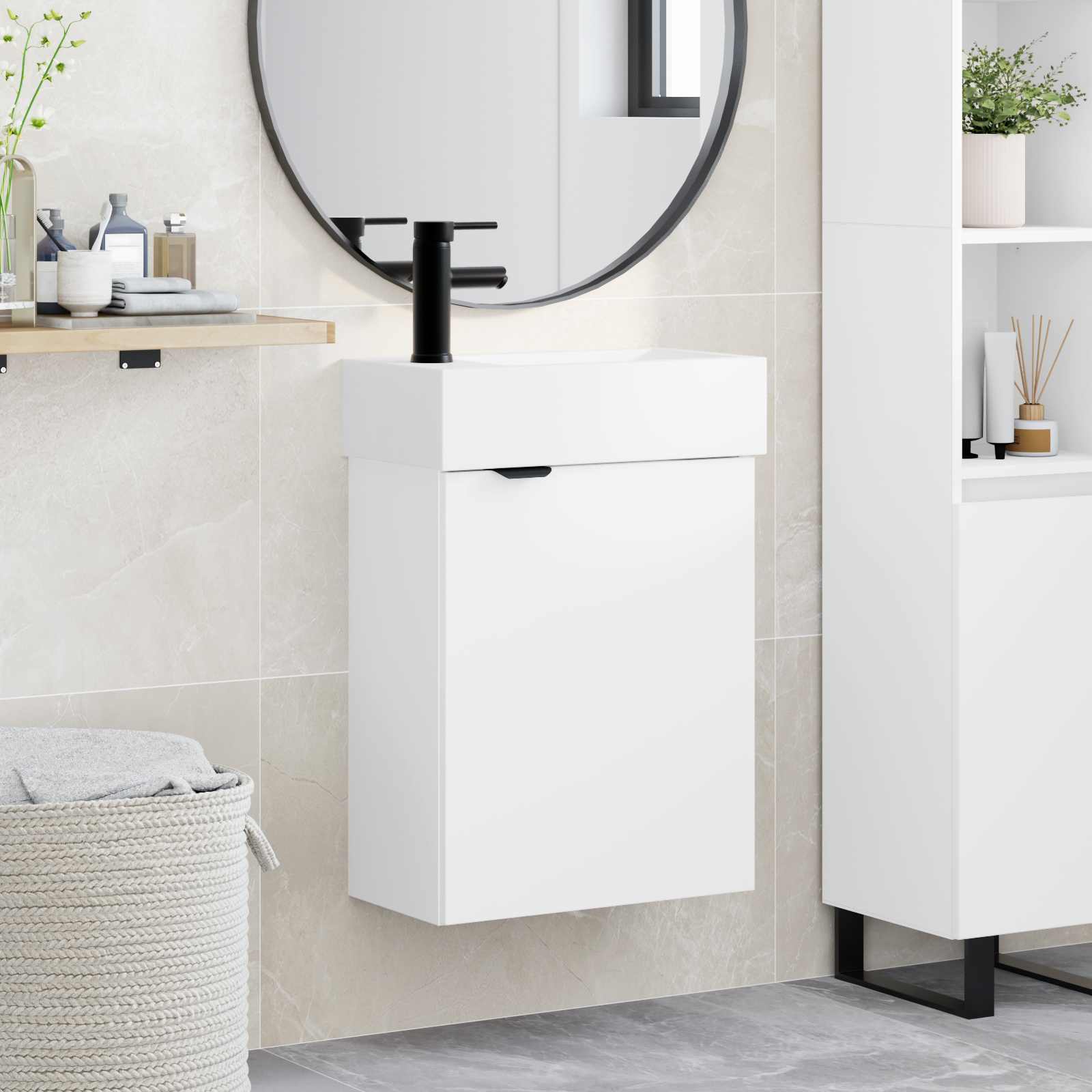Μονάδα μπάνιου με βρύση Λευκό 45,5 x 22,5 x 84 εκ - Pakobazaar