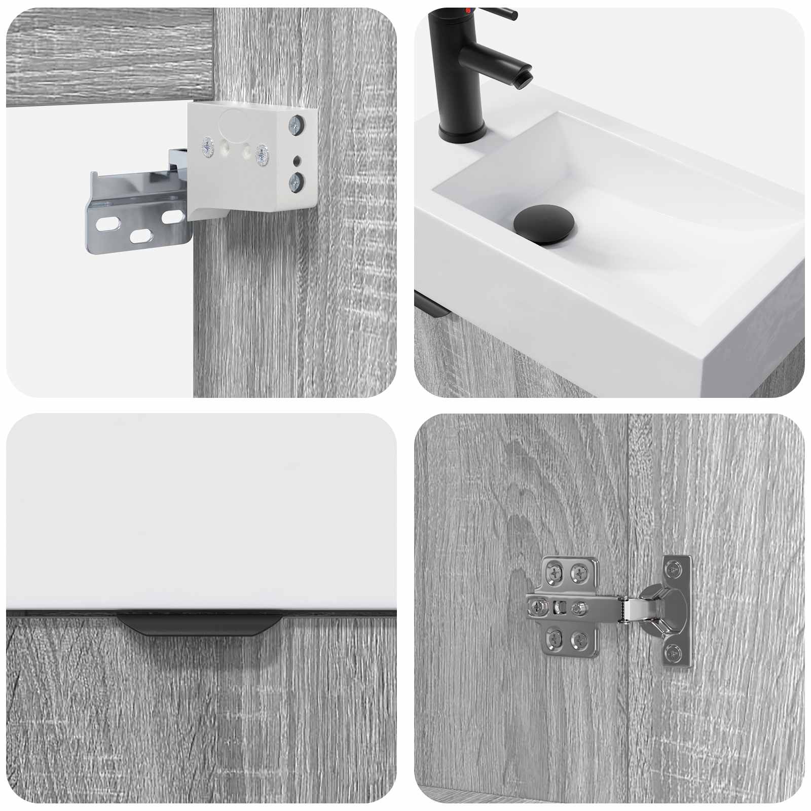 Μονάδα μπάνιου με βρύση Γκρι Sonoma 45,5 x 22,5 x 84 εκ - Pakobazaar