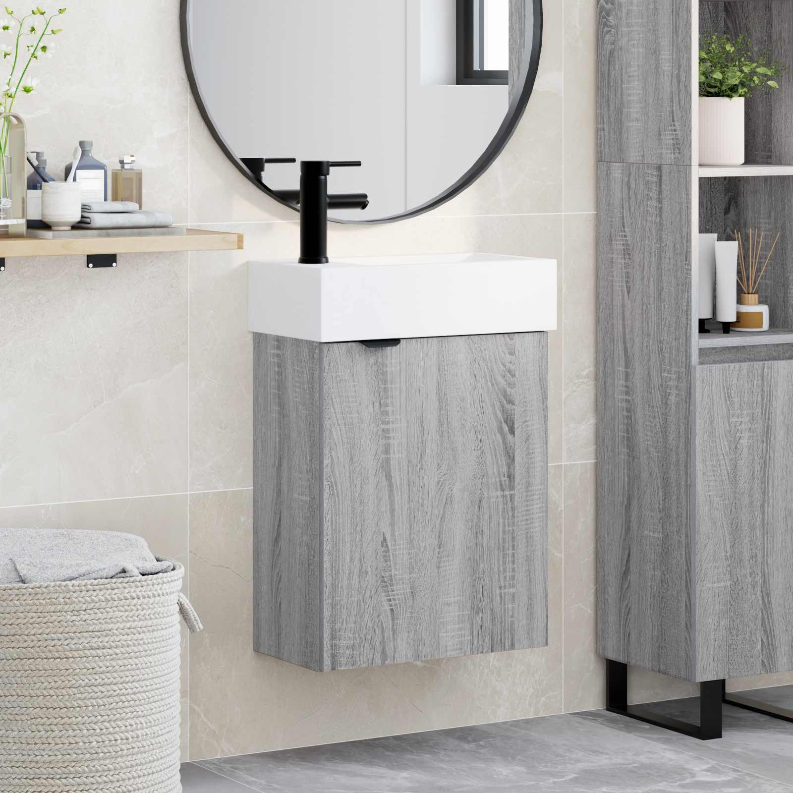 Μονάδα μπάνιου με βρύση Γκρι Sonoma 45,5 x 22,5 x 84 εκ - Pakobazaar