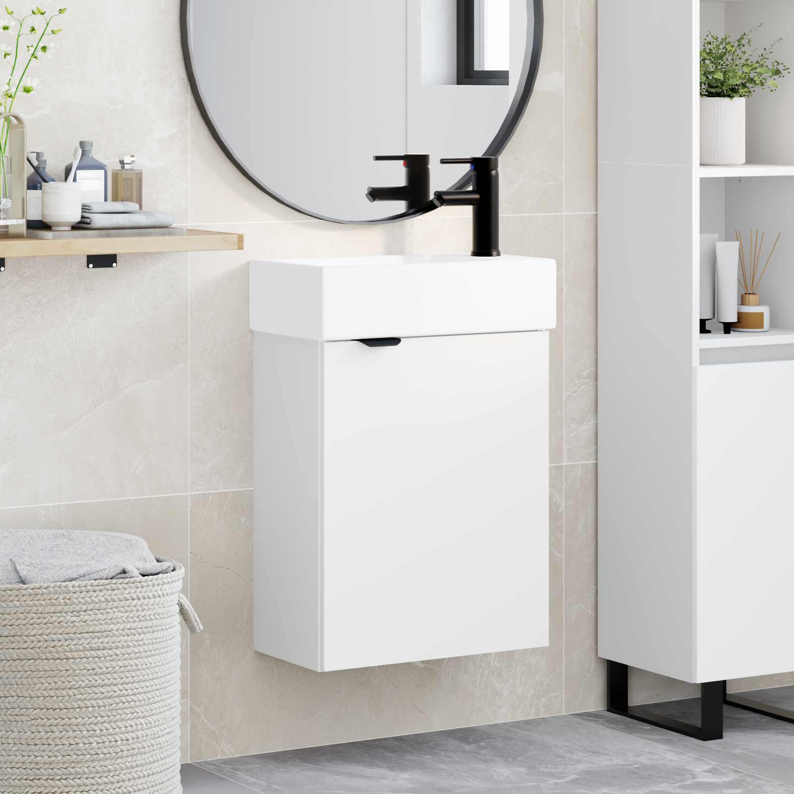 Μονάδα μπάνιου με βρύση Λευκό 45,5 x 22,5 x 84 εκ - Pakobazaar