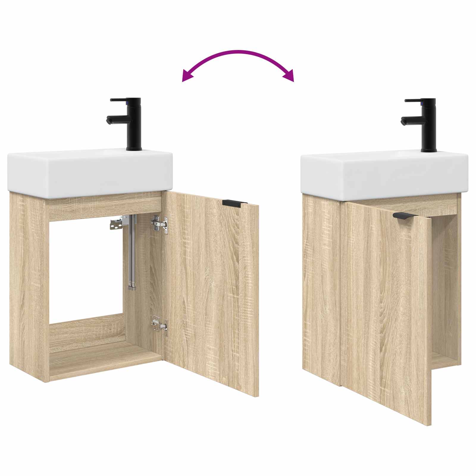 Μονάδα μπάνιου με βρύση Sonoma Δρυς 45,5 x 22,5 x 84 εκ - Pakobazaar